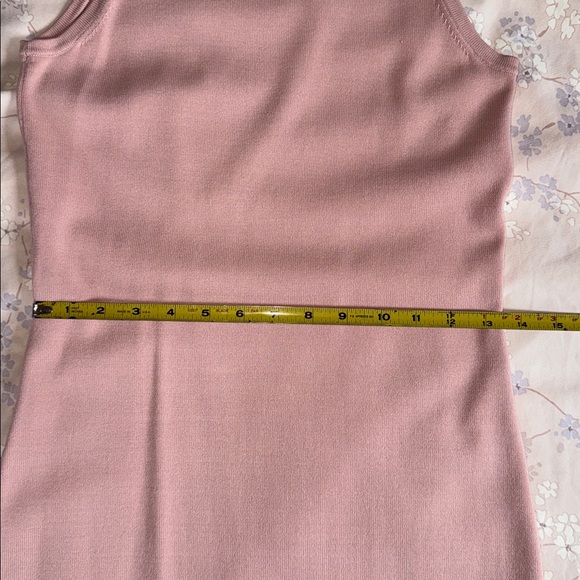 Blush Cutout Knit Sheath Pink Sleeveless Midi Dress - Picture 5 of 7